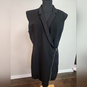 Express Black Sleeveless Wrap Dress w/ Asymmetrical Zipper | Size XL